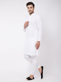 Thumbnail for Vastramay Men's White Pure Cotton Kurta Pyjama Set - Distacart