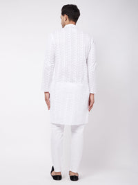 Thumbnail for Vastramay Men's White Pure Cotton Kurta Pyjama Set - Distacart