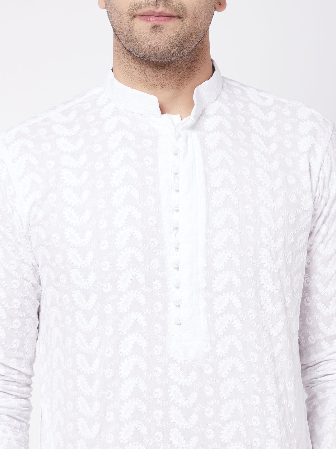 Vastramay Men's White Pure Cotton Kurta Pyjama Set - Distacart