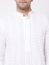 Thumbnail for Vastramay Men's White Pure Cotton Kurta Pyjama Set - Distacart