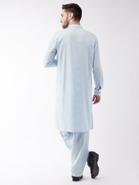 Thumbnail for VM by Vastramay Men's Aqua Cotton Blend Kurta And Patiala Set - Distacart