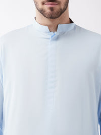 Thumbnail for VM by Vastramay Men's Aqua Cotton Blend Kurta And Patiala Set - Distacart