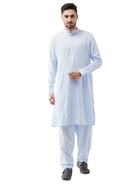 Thumbnail for VM by Vastramay Men's Aqua Cotton Blend Kurta And Patiala Set - Distacart