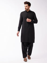 Thumbnail for VM by Vastramay Men's Black Cotton Blend Kurta And Patiala Set - Distacart