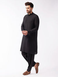 Thumbnail for VM by Vastramay Men's Black Cotton Blend Kurta And Patiala Set - Distacart