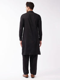 Thumbnail for VM by Vastramay Men's Black Cotton Blend Kurta And Patiala Set - Distacart