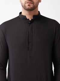 Thumbnail for VM by Vastramay Men's Black Cotton Blend Kurta And Patiala Set - Distacart