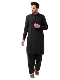 Thumbnail for VM by Vastramay Men's Black Cotton Blend Kurta And Patiala Set - Distacart
