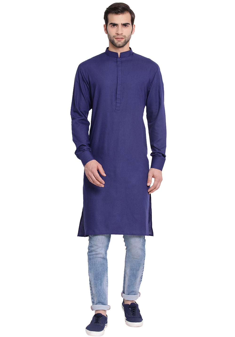 VM by Vastramay Men's Blue Cotton Blend Kurta - Distacart