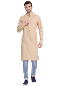 Thumbnail for VM by Vastramay Men's Beige Cotton Blend Kurta - Distacart