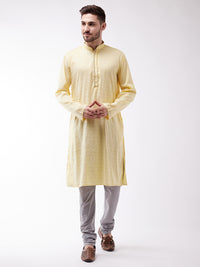 Thumbnail for Vastramay Men's Yellow Cotton Blend Kurta - Distacart