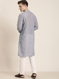 Thumbnail for Vastramay Men's Grey And White Cotton Blend Kurta Pyjama Set - Distacart