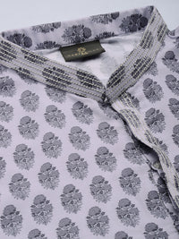 Thumbnail for Vastramay Men's Grey And White Cotton Blend Kurta Pyjama Set - Distacart
