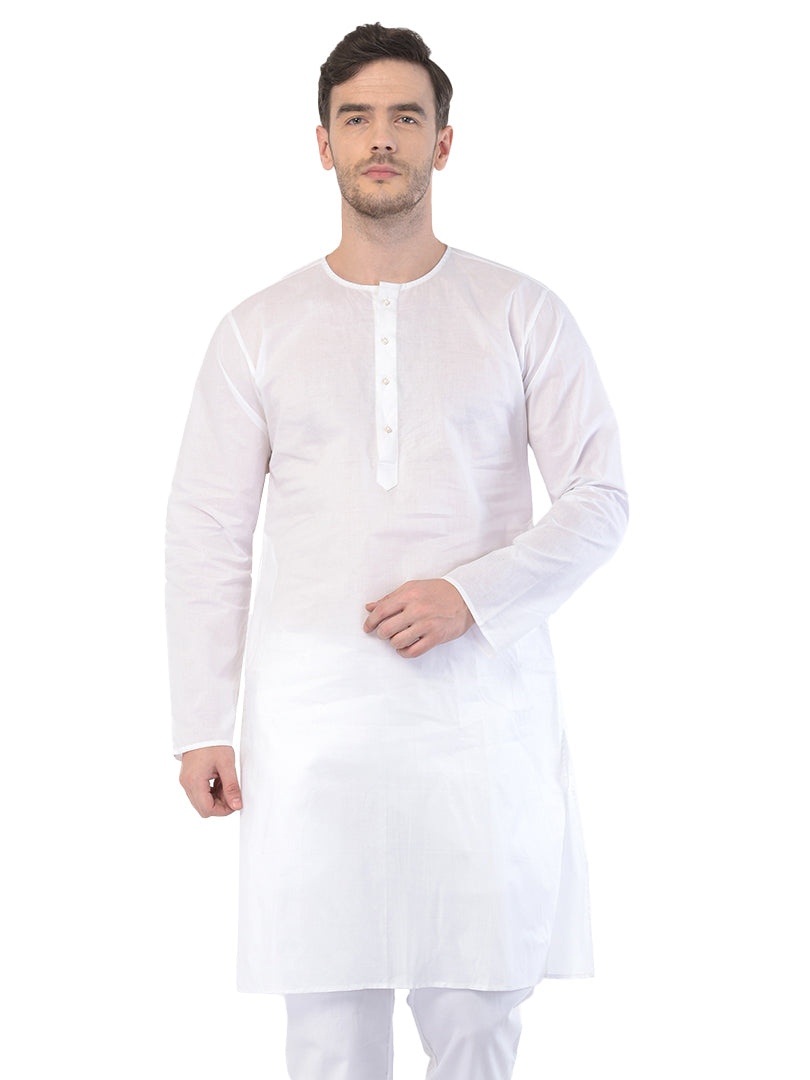 Vastramay Men's White Cotton Addi Kurta - Distacart