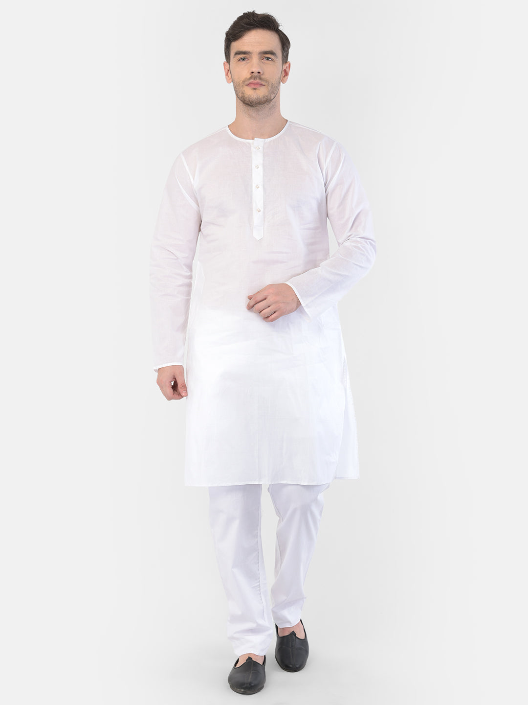Vastramay Men's White Cotton Addi Kurta - Distacart