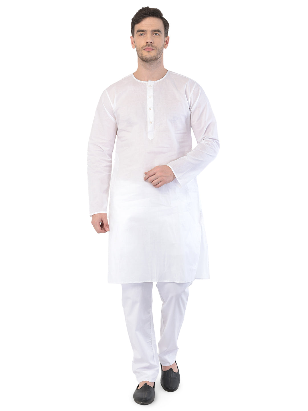 Vastramay Men's White Cotton Addi Kurta - Distacart