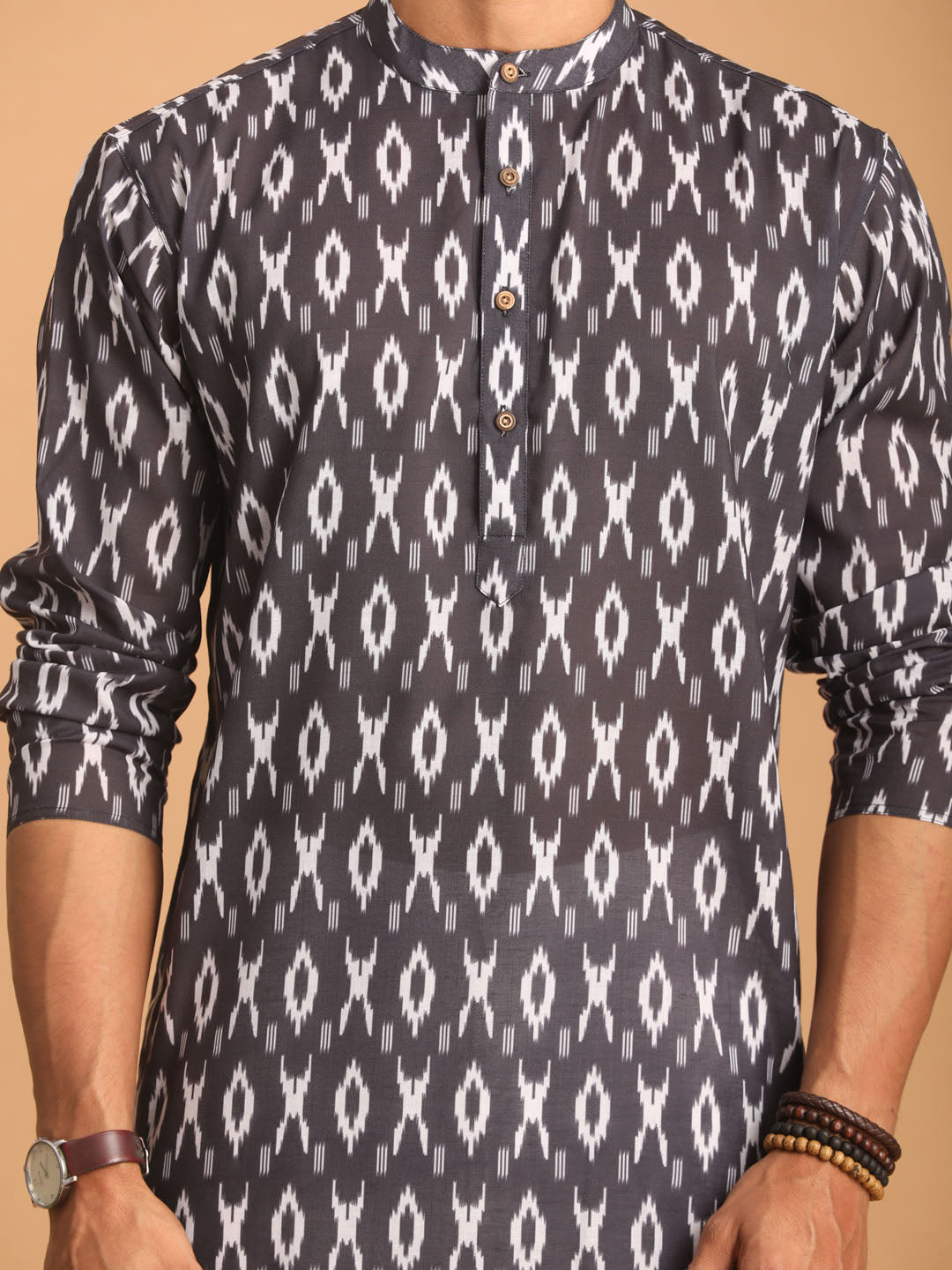 Vastramay Men's Black Cotton Blend Kurta Pyjama Set - Distacart