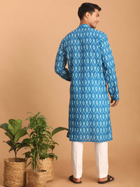 Thumbnail for Vastramay Men's Turquoise Cotton Blend Kurta Pyjama Set - Distacart