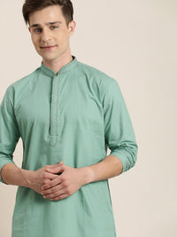 Thumbnail for Vastramay Men's Green Cotton Twill Kurta - Distacart