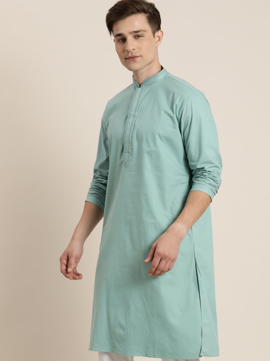 Vastramay Men's Green Cotton Twill Kurta - Distacart