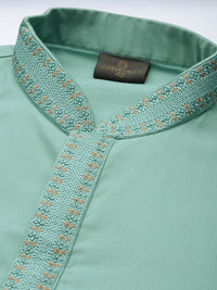 Thumbnail for Vastramay Men's Green Cotton Twill Kurta - Distacart