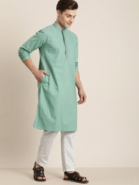 Thumbnail for Vastramay Men's Green Cotton Twill Kurta - Distacart