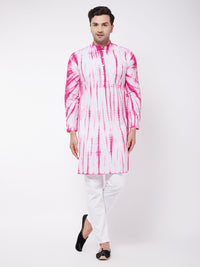 Thumbnail for Vastramay Men's Pink And White Pure Cotton Kurta Pyjama Set - Distacart