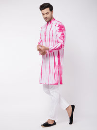 Thumbnail for Vastramay Men's Pink And White Pure Cotton Kurta Pyjama Set - Distacart