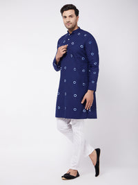 Thumbnail for Vastramay Men's Blue And White Pure Cotton Kurta Pyjama Set - Distacart