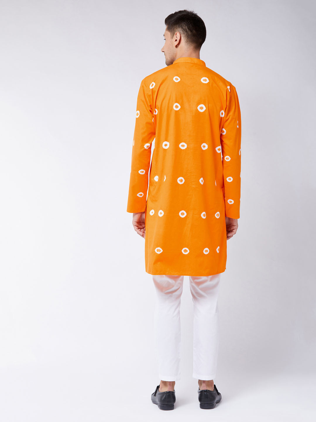 Vastramay Men's Orange And White Pure Cotton Kurta Pyjama Set - Distacart