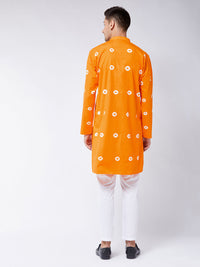 Thumbnail for Vastramay Men's Orange And White Pure Cotton Kurta Pyjama Set - Distacart