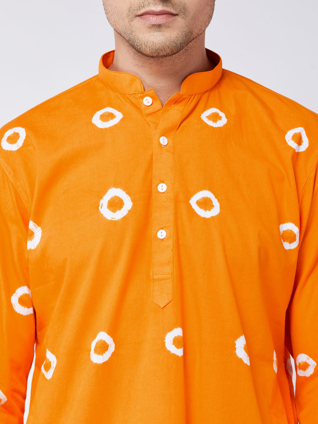 Vastramay Men's Orange And White Pure Cotton Kurta Pyjama Set - Distacart