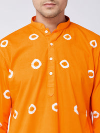 Thumbnail for Vastramay Men's Orange And White Pure Cotton Kurta Pyjama Set - Distacart