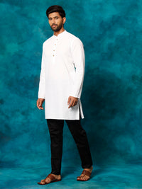 Thumbnail for Vastramay Men's White And Black Cotton Blend Kurta Pyjama Set - Distacart