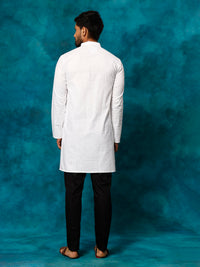 Thumbnail for Vastramay Men's White And Black Cotton Blend Kurta Pyjama Set - Distacart