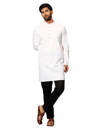 Thumbnail for Vastramay Men's White And Black Cotton Blend Kurta Pyjama Set - Distacart