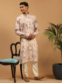 Thumbnail for Vastramay Men's Pink And White Cotton Blend Kurta Pyjama Set - Distacart