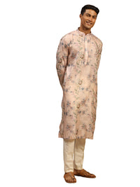 Thumbnail for Vastramay Men's Pink And White Cotton Blend Kurta Pyjama Set - Distacart