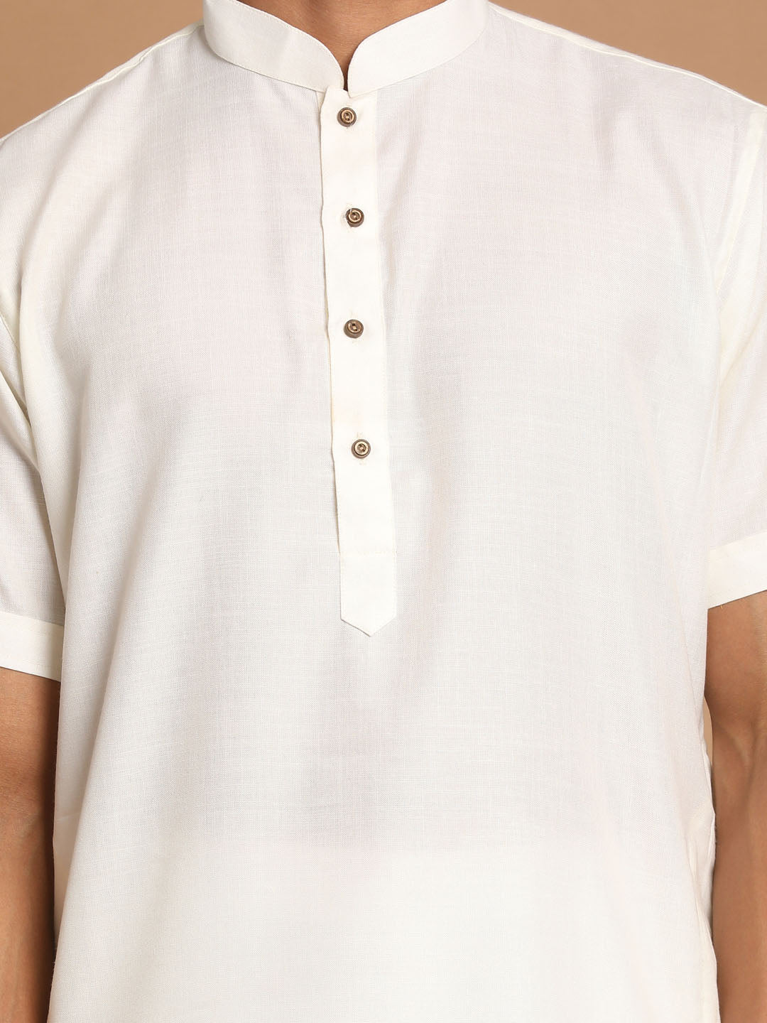 VM by Vastramay Men's Cream And White Cotton Blend Kurta Pyjama Set - Distacart