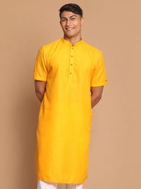 Thumbnail for VM by Vastramay Men's Mustard Cotton Blend Kurta - Distacart