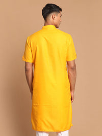 Thumbnail for VM by Vastramay Men's Mustard Cotton Blend Kurta - Distacart