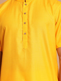 Thumbnail for VM by Vastramay Men's Mustard Cotton Blend Kurta - Distacart