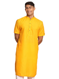 Thumbnail for VM by Vastramay Men's Mustard Cotton Blend Kurta - Distacart