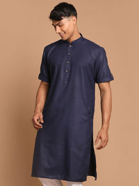 Thumbnail for VM by Vastramay Men's Navy Blue Cotton Blend Kurta - Distacart