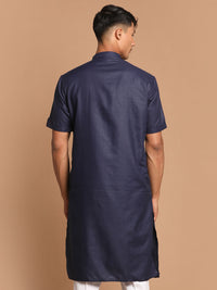 Thumbnail for VM by Vastramay Men's Navy Blue Cotton Blend Kurta - Distacart