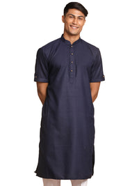 Thumbnail for VM by Vastramay Men's Navy Blue Cotton Blend Kurta - Distacart