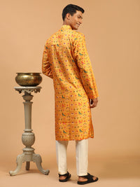 Thumbnail for Vastramay Men's Yellow And Cream Cotton Silk Kurta Pyjama Set - Distacart