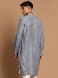 Thumbnail for Vastramay Men's Grey Cotton Blend Kurta - Distacart