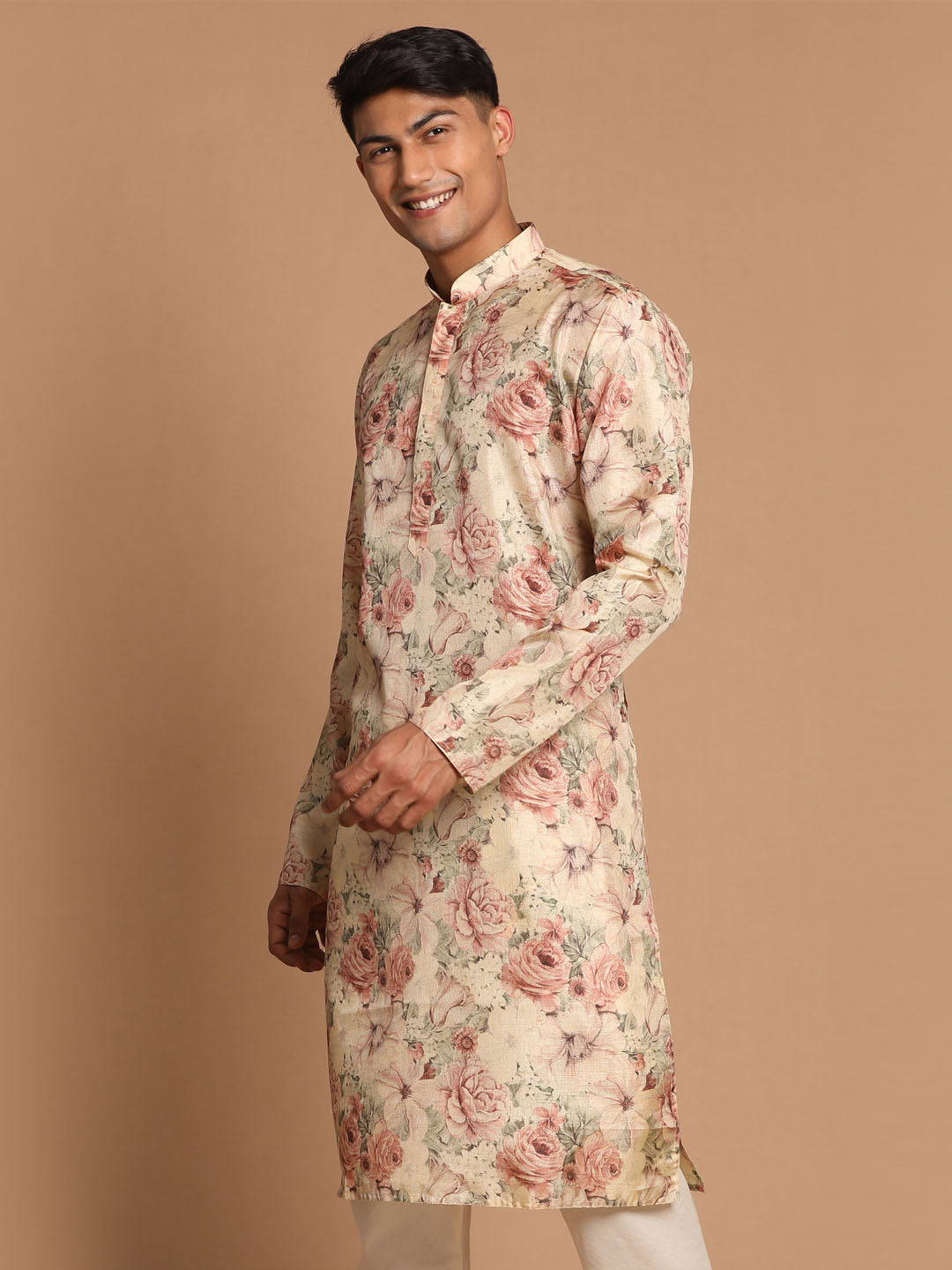 Vastramay Men's Brown Silk Blend Kurta - Distacart