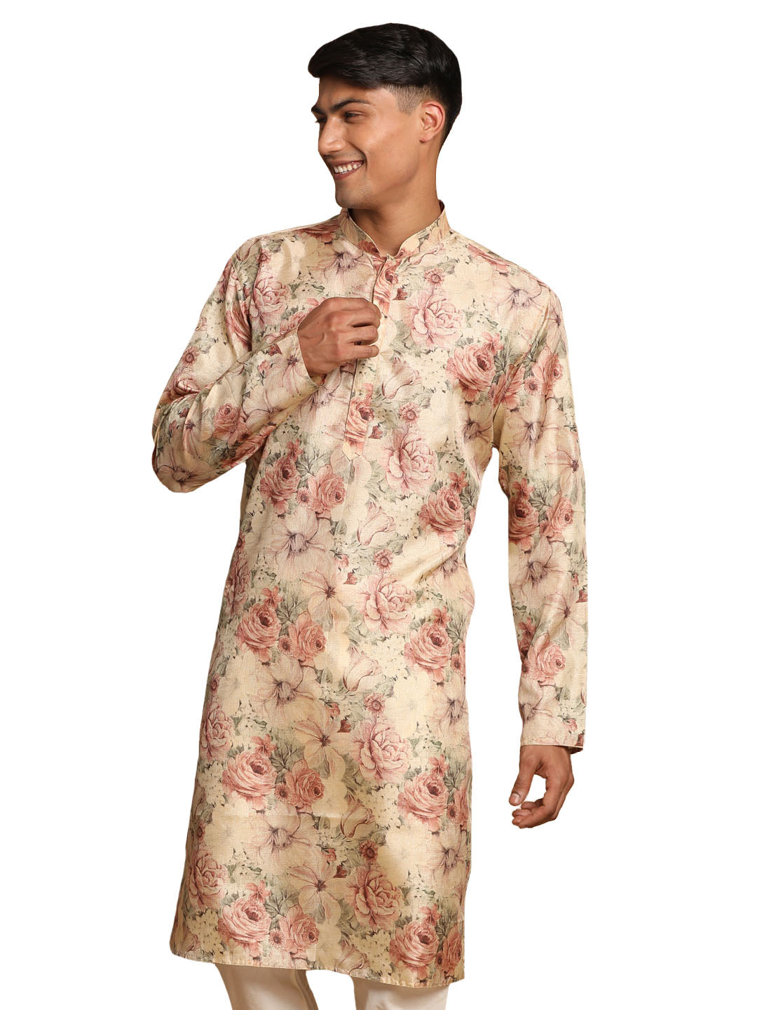 Vastramay Men's Brown Silk Blend Kurta - Distacart